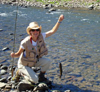 Woman catching fish